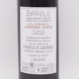 バローロ グリンツァーネ カヴール 2020 赤 750ml / Giovanni Canonica ジョヴァンニ・カノーニカ